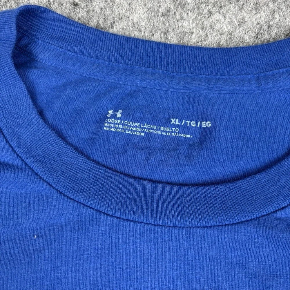 Under Armour Shirt Mens Xl Blue Long Sleeve Athletic Camo Logo Loose Fit Tee
